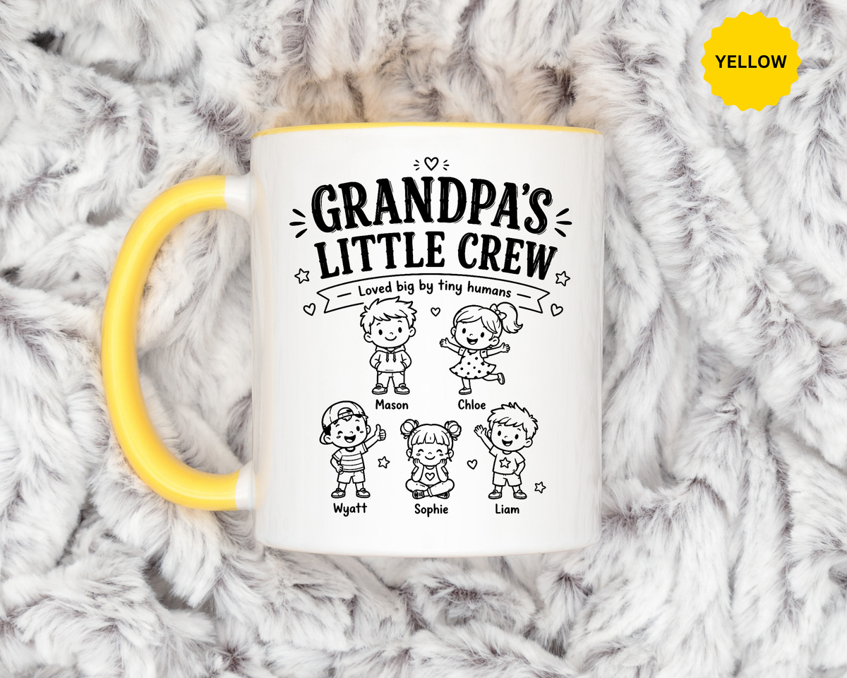 Personalized Grandpa Mug, Grandpa's Little Crew Coffee Cup, Grandchildren Name Gift, Father's Day Present, Family Birthday Keepsake
