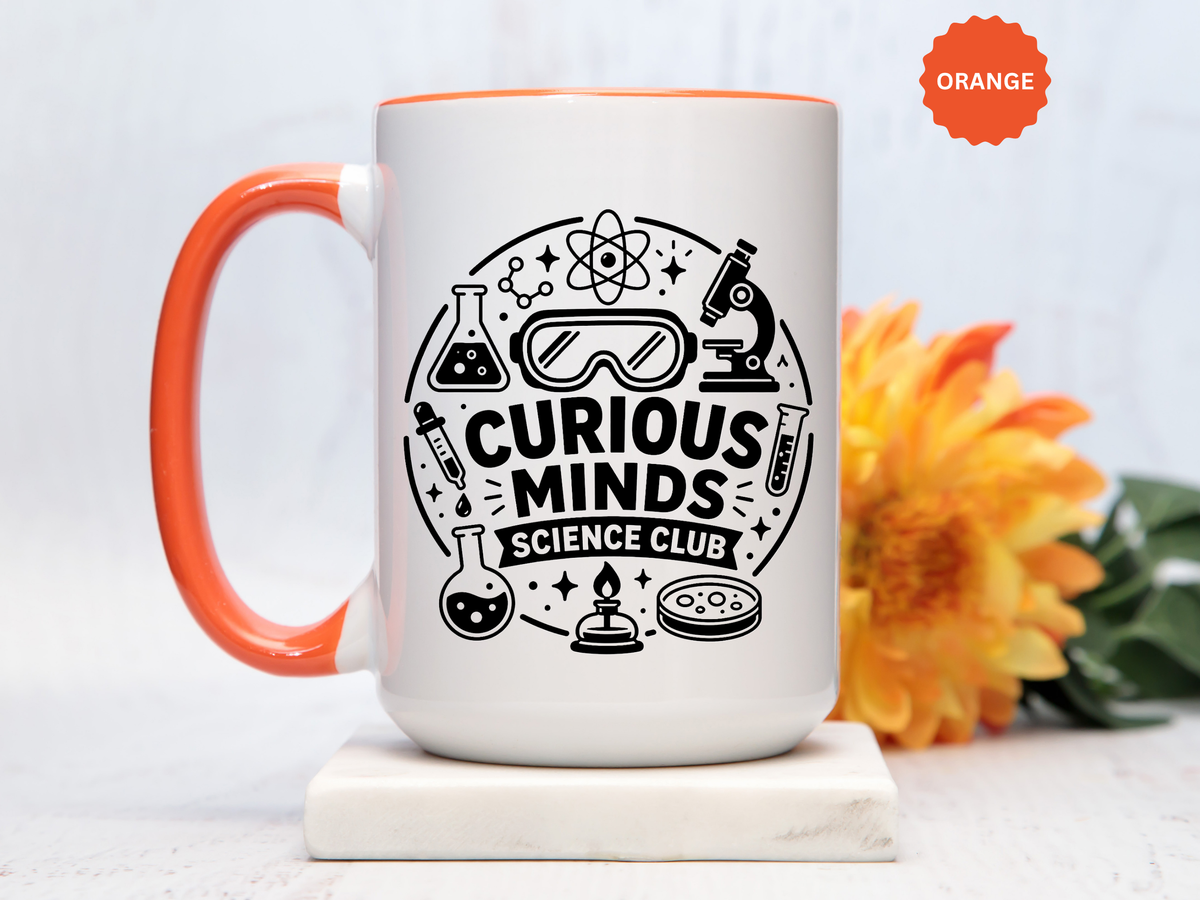 Science Club Mug, Curious Minds Coffee Cup, STEM Teacher Appreciation Gift, Chemistry Student Present, Classroom Science Lab Drinkware
