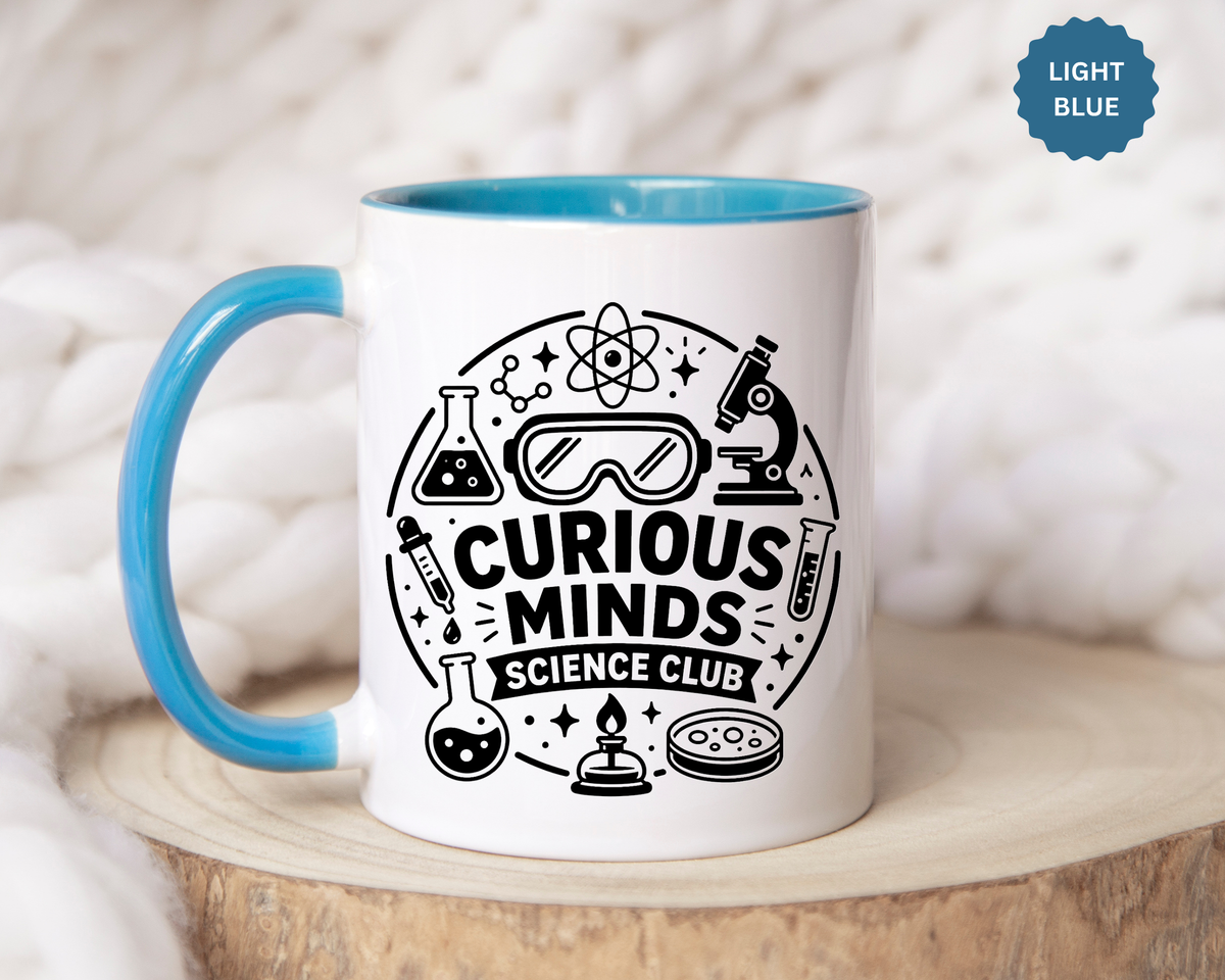 Science Club Mug, Curious Minds Coffee Cup, STEM Teacher Appreciation Gift, Chemistry Student Present, Classroom Science Lab Drinkware