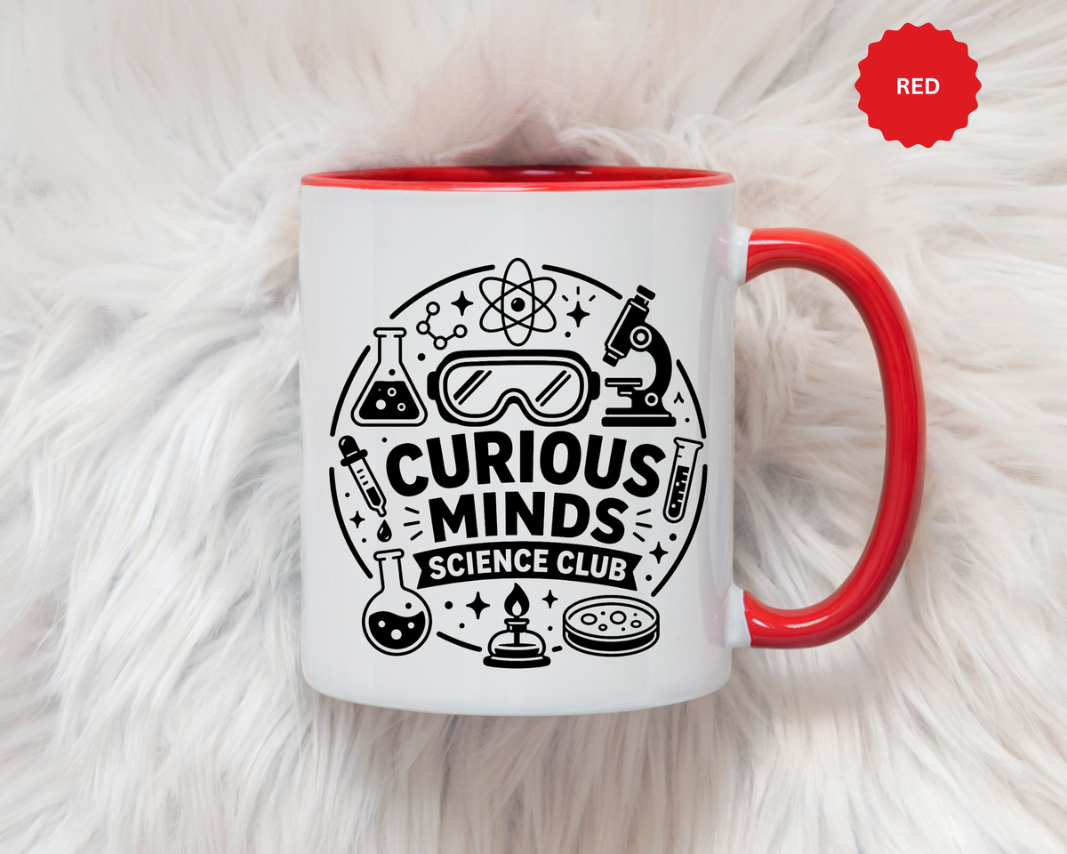 Science Club Mug, Curious Minds Coffee Cup, STEM Teacher Appreciation Gift, Chemistry Student Present, Classroom Science Lab Drinkware