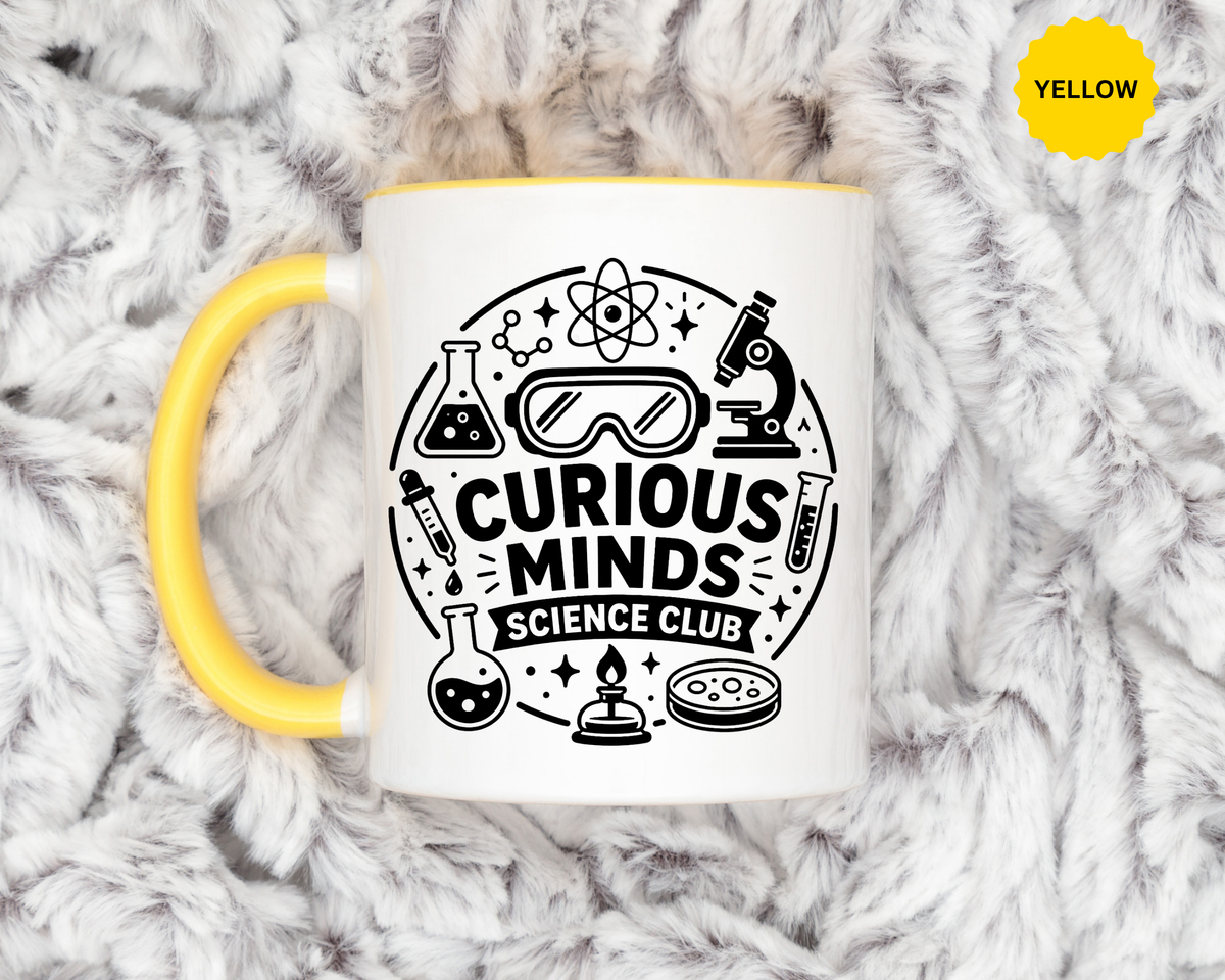 Science Club Mug, Curious Minds Coffee Cup, STEM Teacher Appreciation Gift, Chemistry Student Present, Classroom Science Lab Drinkware