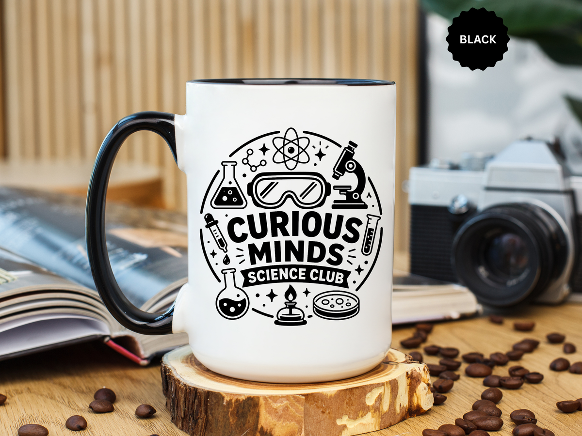 Science Club Mug, Curious Minds Coffee Cup, STEM Teacher Appreciation Gift, Chemistry Student Present, Classroom Science Lab Drinkware