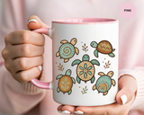 Sea Turtle Mug, Boho Coastal Coffee Cup, Ocean Animal Lover Gift, Beach House Kitchen Decor, Unique Birthday Present for Marine Life Fan