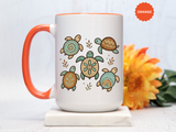 Sea Turtle Mug, Boho Coastal Coffee Cup, Ocean Animal Lover Gift, Beach House Kitchen Decor, Unique Birthday Present for Marine Life Fan