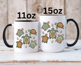Sea Turtle Mug, Boho Coastal Coffee Cup, Ocean Animal Lover Gift, Beach House Kitchen Decor, Unique Birthday Present for Marine Life Fan