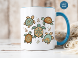 Sea Turtle Mug, Boho Coastal Coffee Cup, Ocean Animal Lover Gift, Beach House Kitchen Decor, Unique Birthday Present for Marine Life Fan