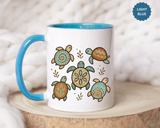 Sea Turtle Mug, Boho Coastal Coffee Cup, Ocean Animal Lover Gift, Beach House Kitchen Decor, Unique Birthday Present for Marine Life Fan