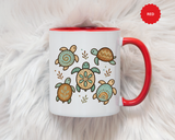 Sea Turtle Mug, Boho Coastal Coffee Cup, Ocean Animal Lover Gift, Beach House Kitchen Decor, Unique Birthday Present for Marine Life Fan