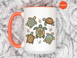 Sea Turtle Mug, Boho Coastal Coffee Cup, Ocean Animal Lover Gift, Beach House Kitchen Decor, Unique Birthday Present for Marine Life Fan