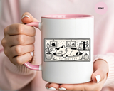 Sleeping Cat Mug, Minimalist Black and White Coffee Cup, Cozy Cat Lover Gift, Modern Kitchen Decor, Birthday Present for Her or Mom