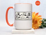 Sleeping Cat Mug, Minimalist Black and White Coffee Cup, Cozy Cat Lover Gift, Modern Kitchen Decor, Birthday Present for Her or Mom