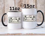Sleeping Cat Mug, Minimalist Black and White Coffee Cup, Cozy Cat Lover Gift, Modern Kitchen Decor, Birthday Present for Her or Mom