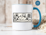 Sleeping Cat Mug, Minimalist Black and White Coffee Cup, Cozy Cat Lover Gift, Modern Kitchen Decor, Birthday Present for Her or Mom