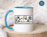 Sleeping Cat Mug, Minimalist Black and White Coffee Cup, Cozy Cat Lover Gift, Modern Kitchen Decor, Birthday Present for Her or Mom