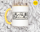 Sleeping Cat Mug, Minimalist Black and White Coffee Cup, Cozy Cat Lover Gift, Modern Kitchen Decor, Birthday Present for Her or Mom