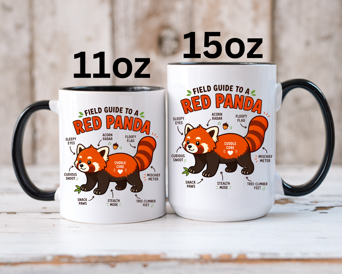 Red Panda Mug, Funny Field Guide Coffee Cup, Cute Wildlife Gift for Red Panda Lover, Zookeeper Present, Animal Birthday Gift for Kids