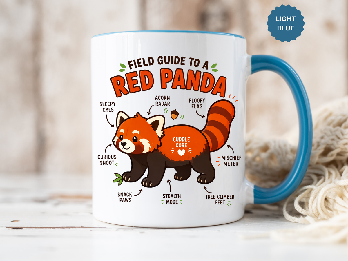 Red Panda Mug, Funny Field Guide Coffee Cup, Cute Wildlife Gift for Red Panda Lover, Zookeeper Present, Animal Birthday Gift for Kids