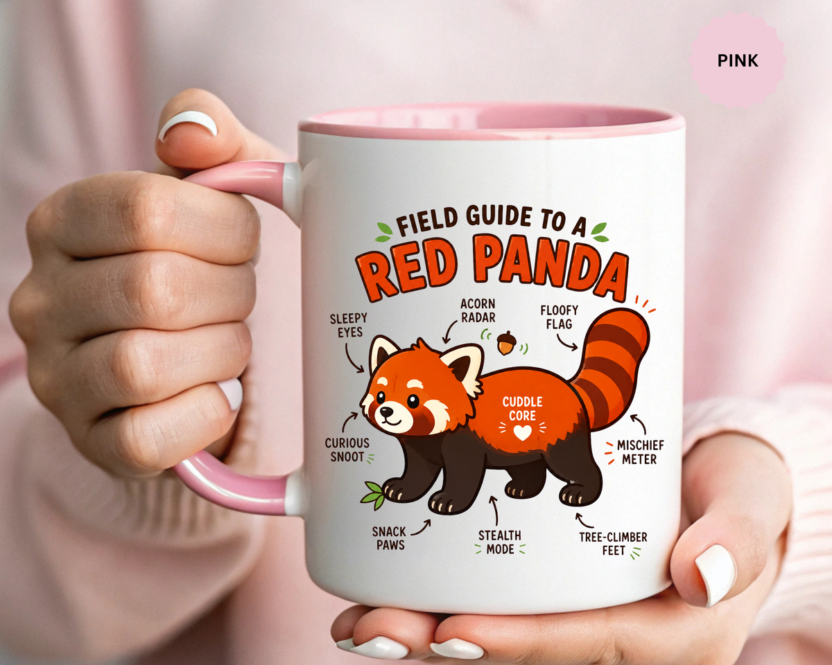 Red Panda Mug, Funny Field Guide Coffee Cup, Cute Wildlife Gift for Red Panda Lover, Zookeeper Present, Animal Birthday Gift for Kids