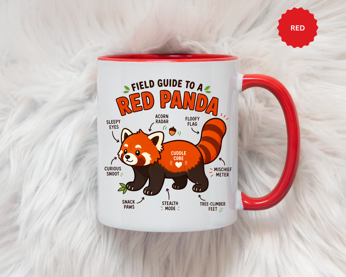 Red Panda Mug, Funny Field Guide Coffee Cup, Cute Wildlife Gift for Red Panda Lover, Zookeeper Present, Animal Birthday Gift for Kids