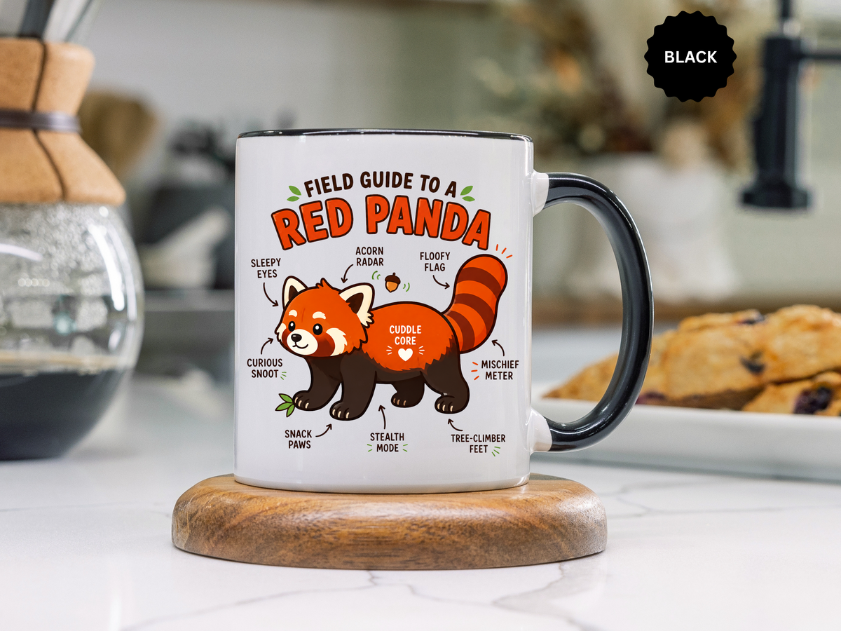 Red Panda Mug, Funny Field Guide Coffee Cup, Cute Wildlife Gift for Red Panda Lover, Zookeeper Present, Animal Birthday Gift for Kids