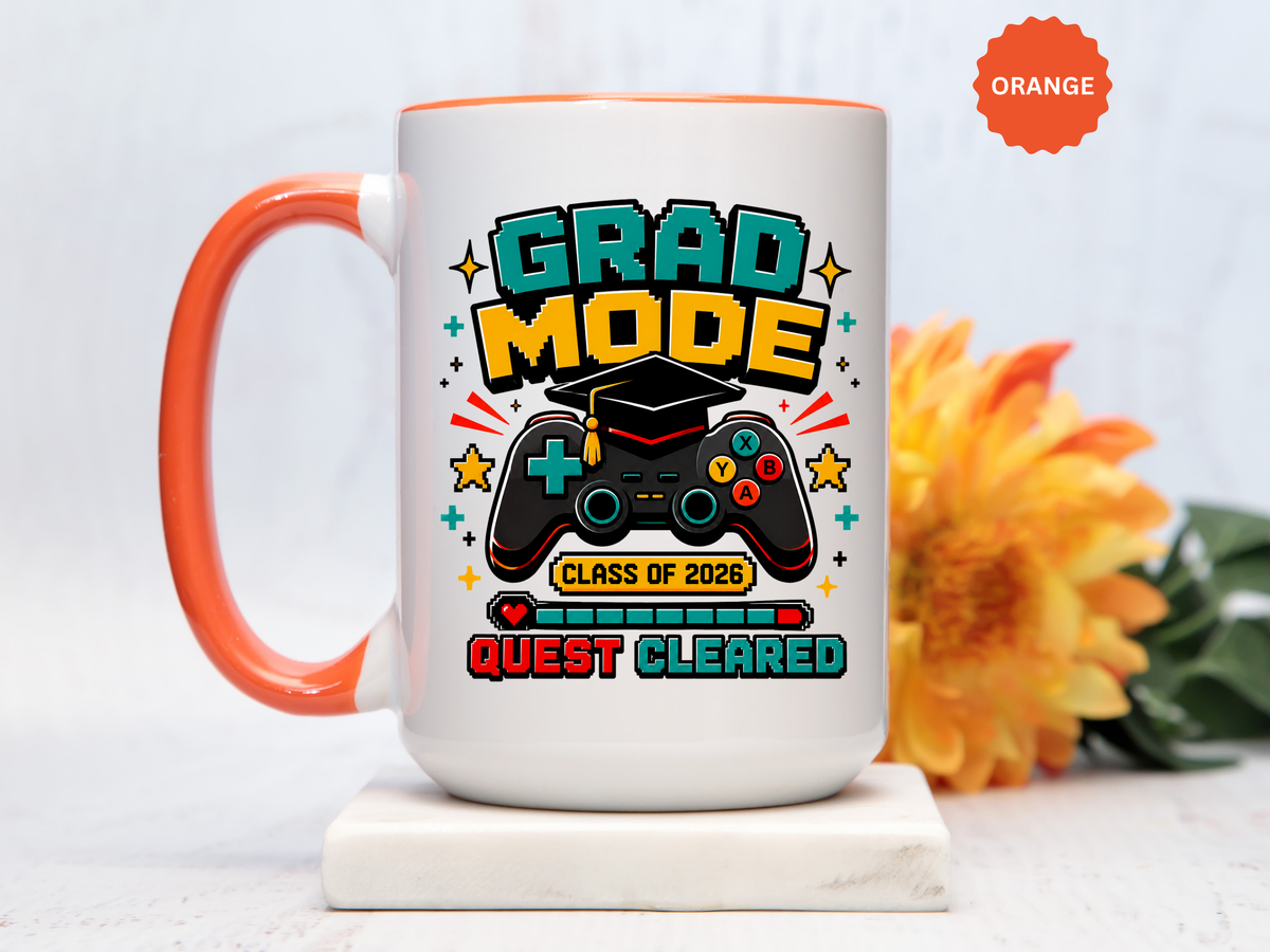 Class of 2026 Gamer Mug, Graduation Coffee Cup, Video Game Gift for Graduate, High School Senior Graduation Present, Grad Mode Quest Cleared