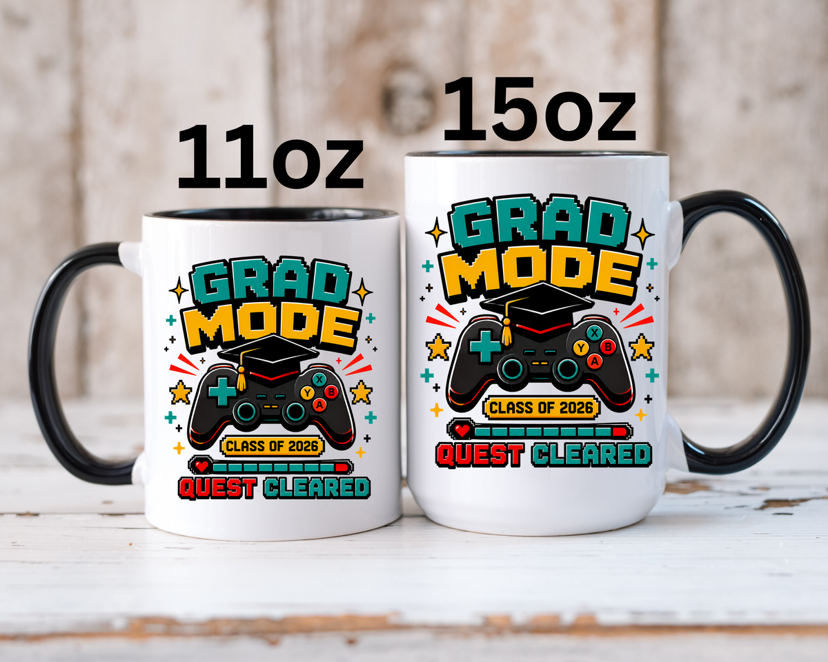 Class of 2026 Gamer Mug, Graduation Coffee Cup, Video Game Gift for Graduate, High School Senior Graduation Present, Grad Mode Quest Cleared