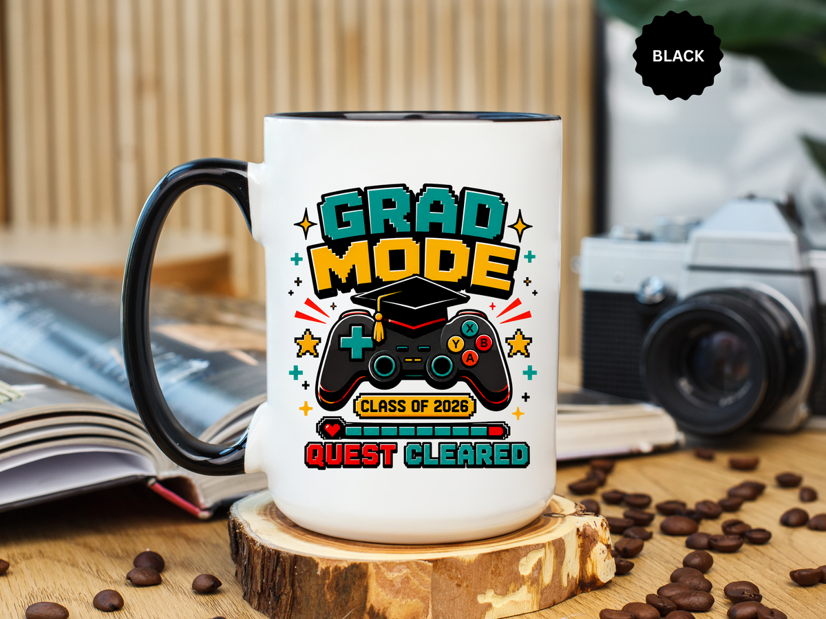 Class of 2026 Gamer Mug, Graduation Coffee Cup, Video Game Gift for Graduate, High School Senior Graduation Present, Grad Mode Quest Cleared