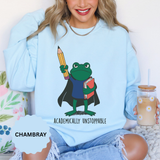 Academically Unstoppable Frog Sweatshirt, Funny Teacher Shirt, Book Lover Gift for Educator, Back to School Outfit, Classroom Crewneck