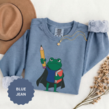 Academically Unstoppable Frog Sweatshirt, Funny Teacher Shirt, Book Lover Gift for Educator, Back to School Outfit, Classroom Crewneck
