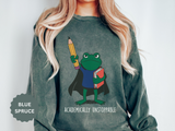 Academically Unstoppable Frog Sweatshirt, Funny Teacher Shirt, Book Lover Gift for Educator, Back to School Outfit, Classroom Crewneck