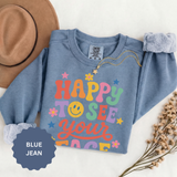Happy to See Your Face Sweatshirt, Colorful Teacher Crewneck, Retro Classroom Shirt, Back to School Outfit, Educator Appreciation Gift