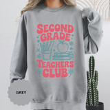 Second Grade Teachers Club Sweatshirt, Retro Teacher Crewneck, 2nd Grade Team Shirt, Back to School Outfit, Educator Appreciation Gift