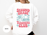 Second Grade Teachers Club Sweatshirt, Retro Teacher Crewneck, 2nd Grade Team Shirt, Back to School Outfit, Educator Appreciation Gift