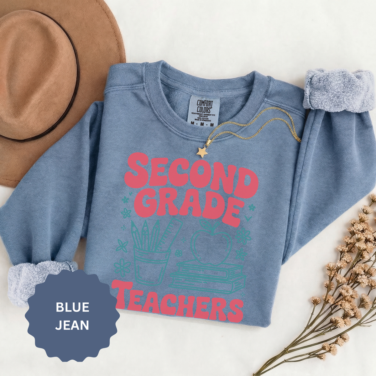 Second Grade Teachers Club Sweatshirt, Retro Teacher Crewneck, 2nd Grade Team Shirt, Back to School Outfit, Educator Appreciation Gift