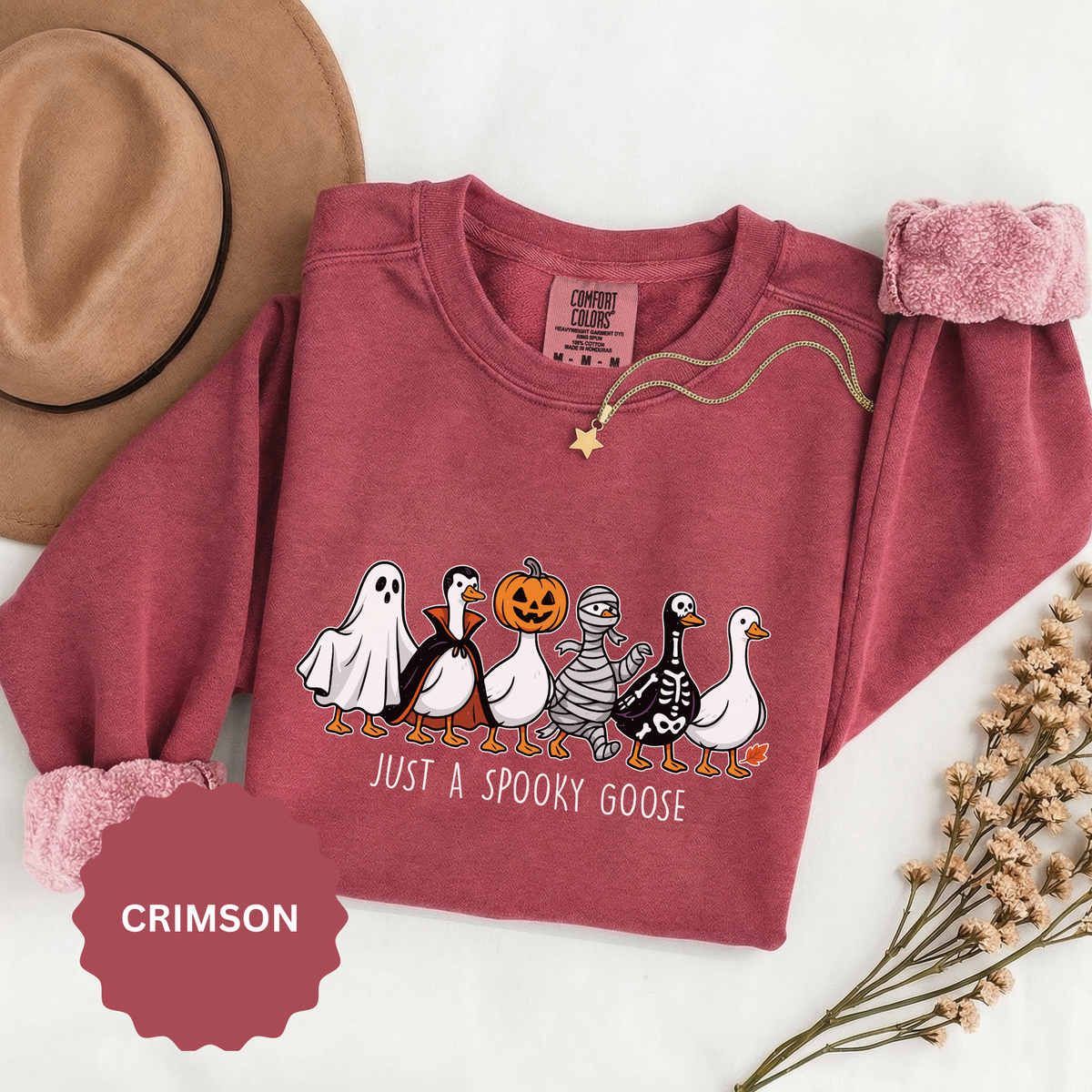 Just a Spooky Goose Sweatshirt, Funny Halloween Goose Crewneck, Cute Ghost Pumpkin Shirt, Animal Lover Gift, Cozy Spooky Season Fall Outfit