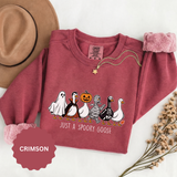 Just a Spooky Goose Sweatshirt, Funny Halloween Goose Crewneck, Cute Ghost Pumpkin Shirt, Animal Lover Gift, Cozy Spooky Season Fall Outfit