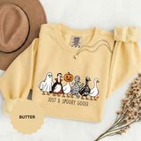 Just a Spooky Goose Sweatshirt, Funny Halloween Goose Crewneck, Cute Ghost Pumpkin Shirt, Animal Lover Gift, Cozy Spooky Season Fall Outfit
