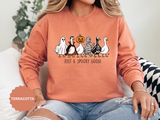 Just a Spooky Goose Sweatshirt, Funny Halloween Goose Crewneck, Cute Ghost Pumpkin Shirt, Animal Lover Gift, Cozy Spooky Season Fall Outfit