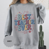 Best Teacher Ever Sweatshirt, Retro Educator Crewneck, Teacher Appreciation Gift, Back to School Outfit, Colorful School Staff Shirt