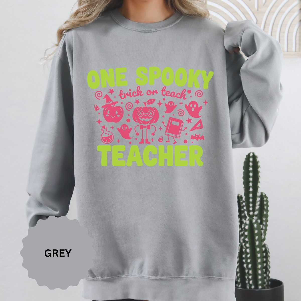 One Spooky Teacher Sweatshirt, Trick or Teach Halloween Crewneck, Cute Educator Gift, Spooky Classroom Shirt, Cute Fall School Outfit