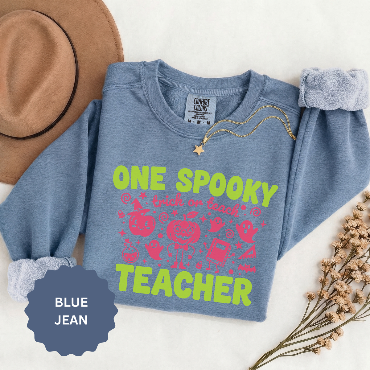 One Spooky Teacher Sweatshirt, Trick or Teach Halloween Crewneck, Cute Educator Gift, Spooky Classroom Shirt, Cute Fall School Outfit