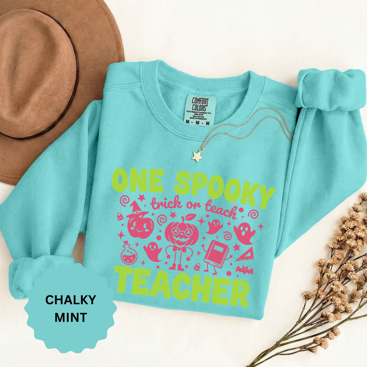 One Spooky Teacher Sweatshirt, Trick or Teach Halloween Crewneck, Cute Educator Gift, Spooky Classroom Shirt, Cute Fall School Outfit
