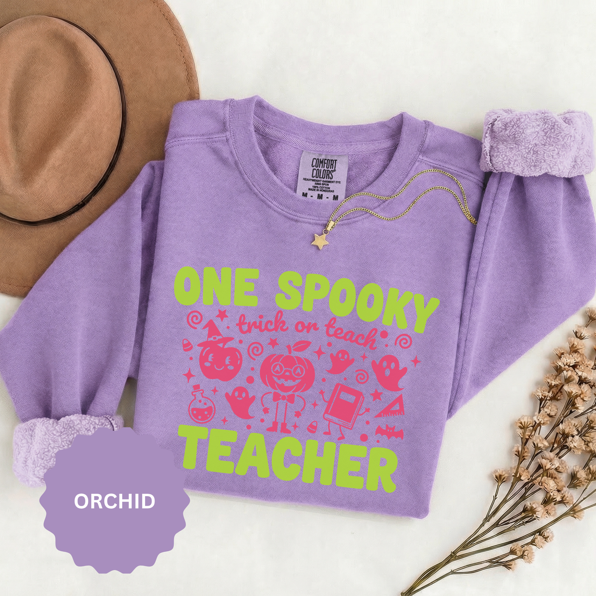 One Spooky Teacher Sweatshirt, Trick or Teach Halloween Crewneck, Cute Educator Gift, Spooky Classroom Shirt, Cute Fall School Outfit