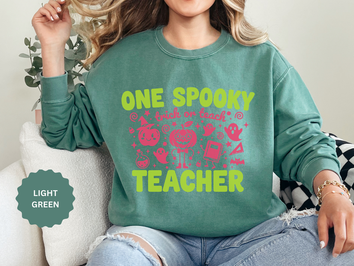 One Spooky Teacher Sweatshirt, Trick or Teach Halloween Crewneck, Cute Educator Gift, Spooky Classroom Shirt, Cute Fall School Outfit