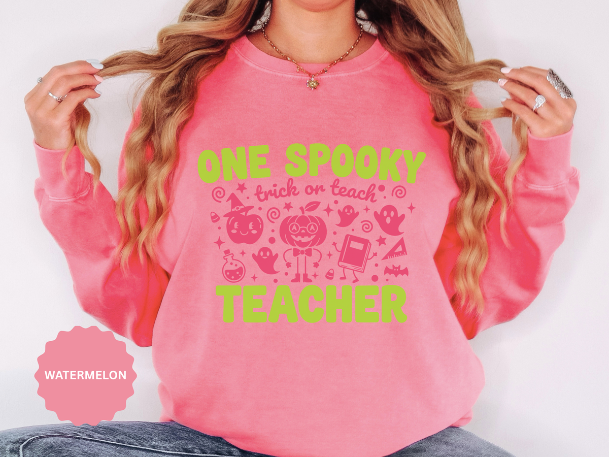 One Spooky Teacher Sweatshirt, Trick or Teach Halloween Crewneck, Cute Educator Gift, Spooky Classroom Shirt, Cute Fall School Outfit