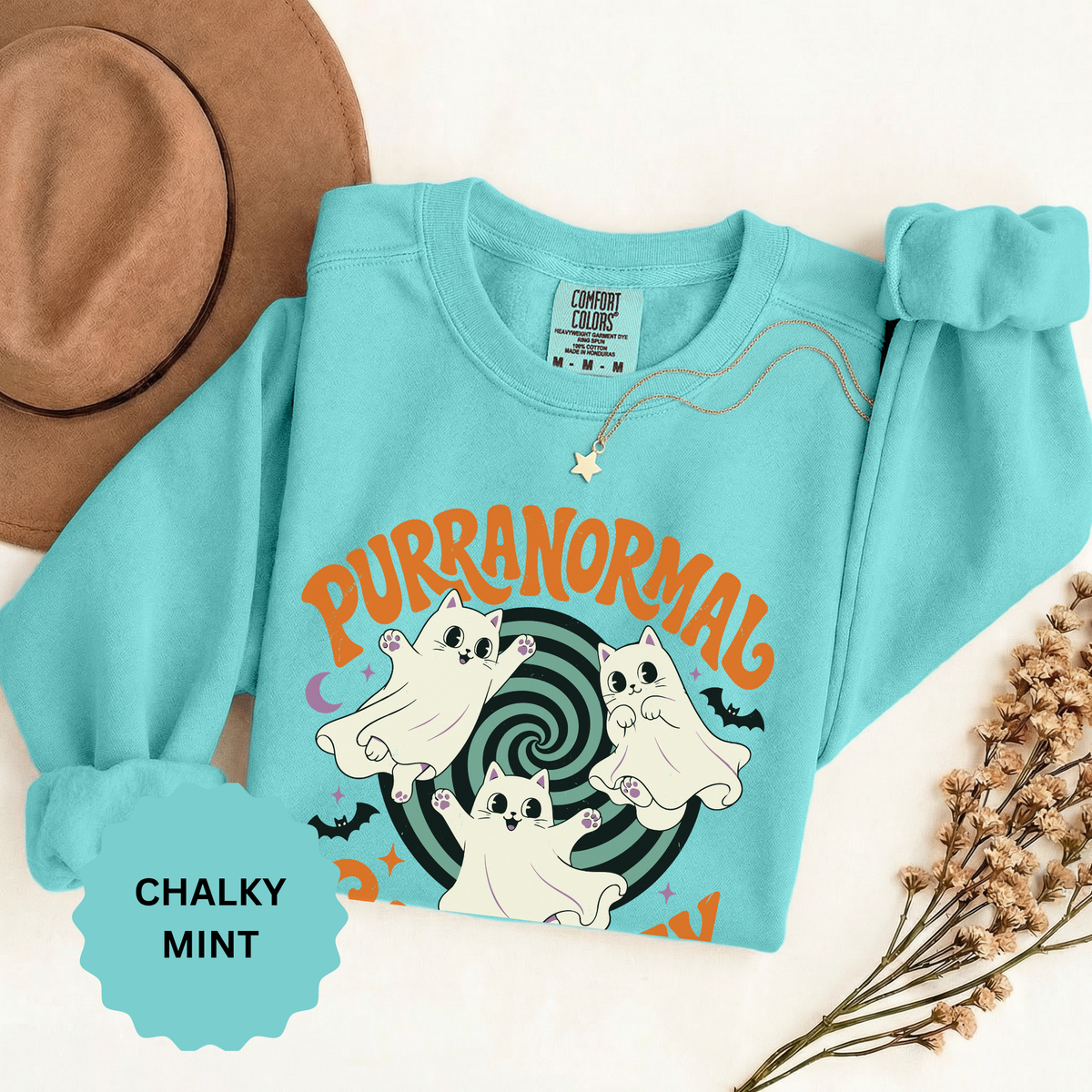 Purranormal Cativity Sweatshirt, Funny Halloween Cat Crewneck, Ghost Kitty Shirt for Cat Lover, Spooky Season Gift, Cute Fall Outfit