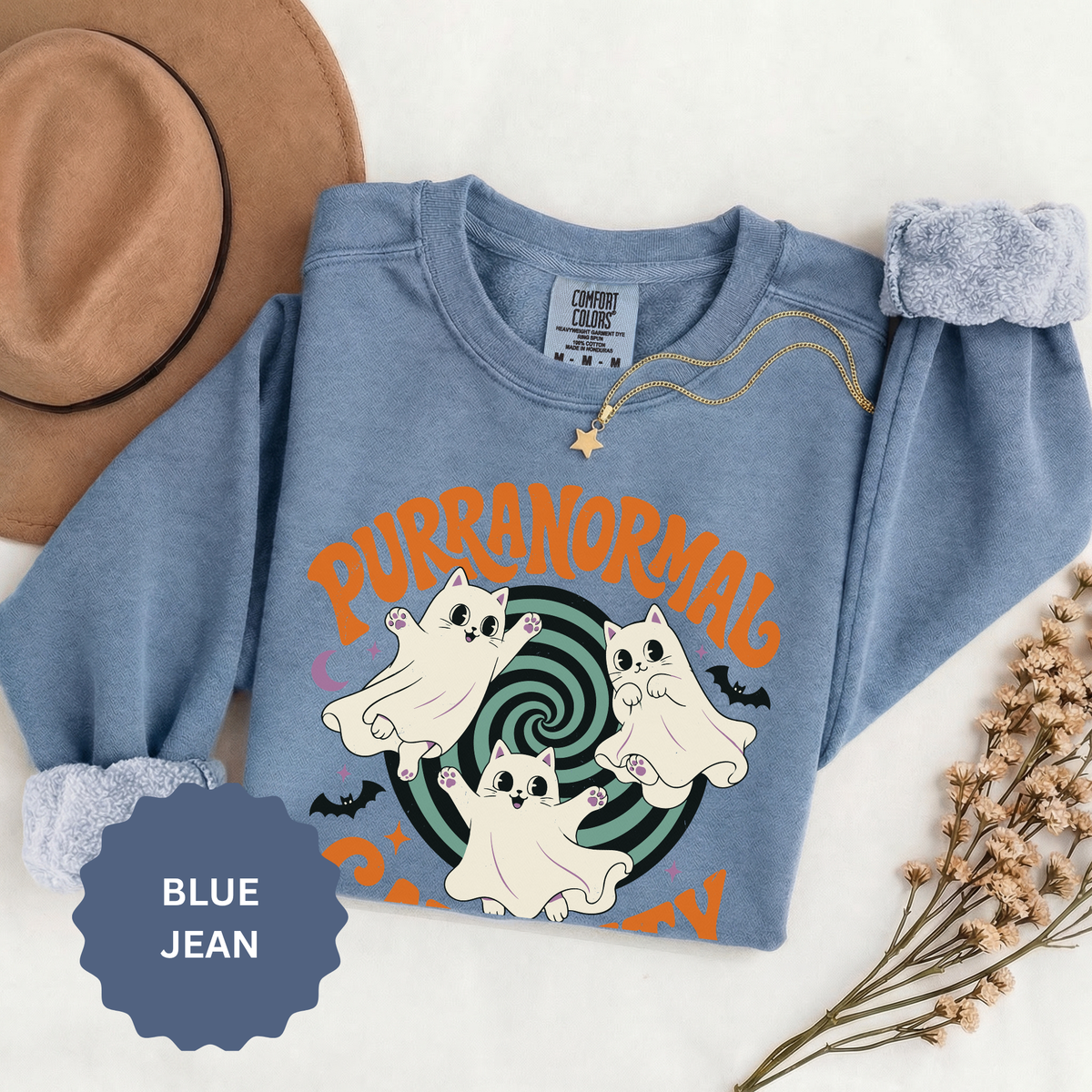 Purranormal Cativity Sweatshirt, Funny Halloween Cat Crewneck, Ghost Kitty Shirt for Cat Lover, Spooky Season Gift, Cute Fall Outfit