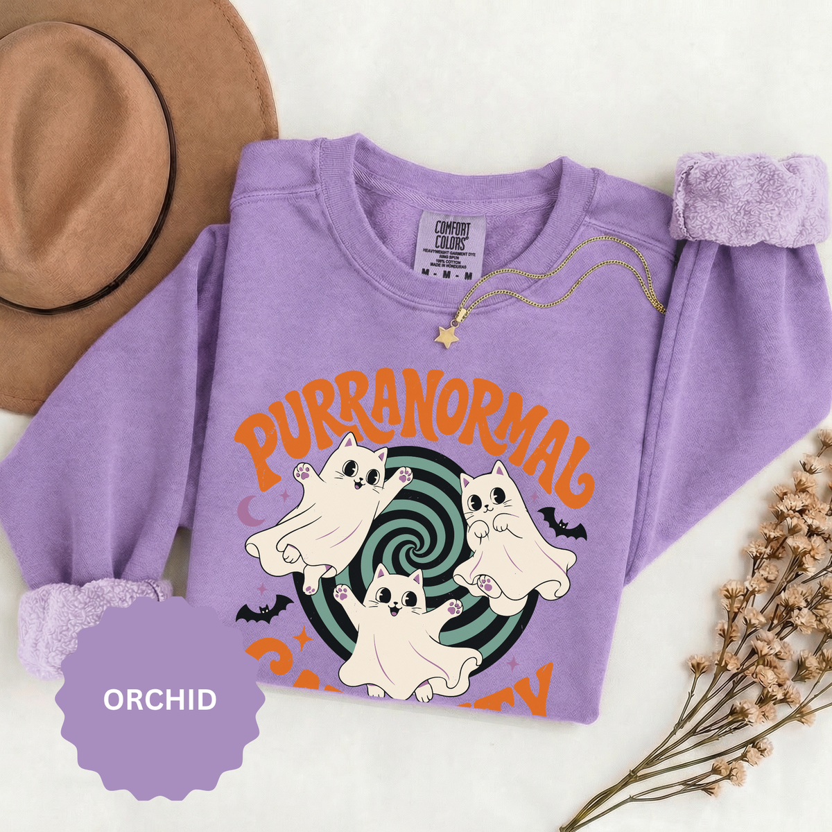 Purranormal Cativity Sweatshirt, Funny Halloween Cat Crewneck, Ghost Kitty Shirt for Cat Lover, Spooky Season Gift, Cute Fall Outfit