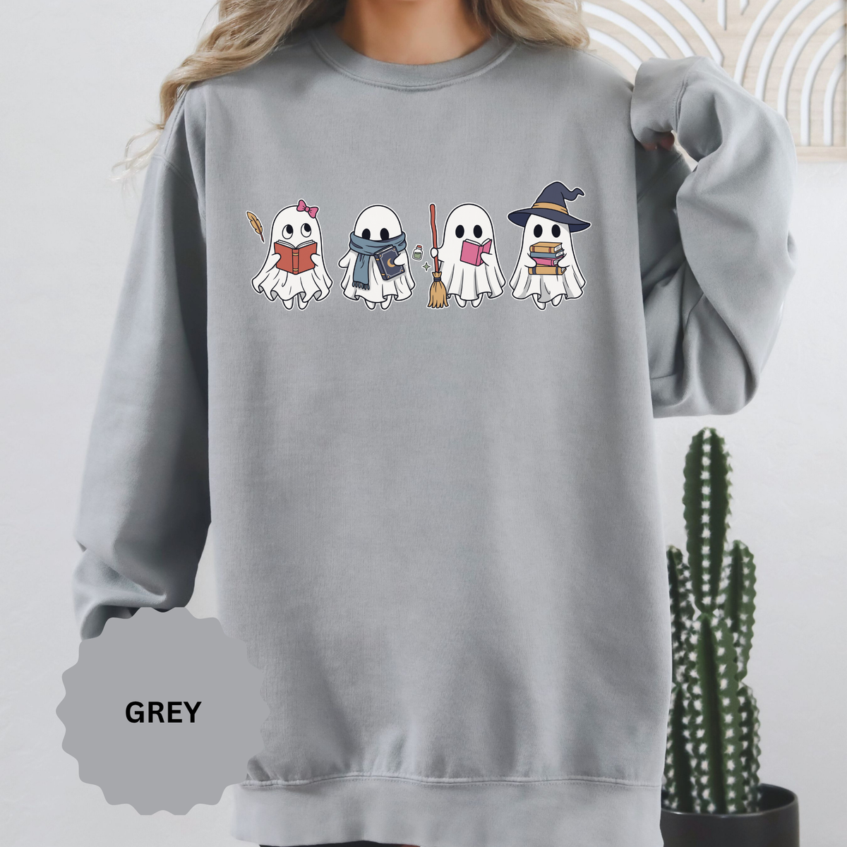 Bookish Ghost Sweatshirt, Cute Halloween Reading Crewneck, Spooky Book Lover Gift for Teacher, Librarian Fall Outfit, Cozy Reader Shirt