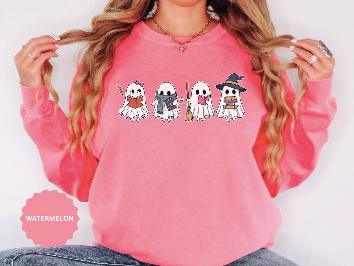 Bookish Ghost Sweatshirt, Cute Halloween Reading Crewneck, Spooky Book Lover Gift for Teacher, Librarian Fall Outfit, Cozy Reader Shirt